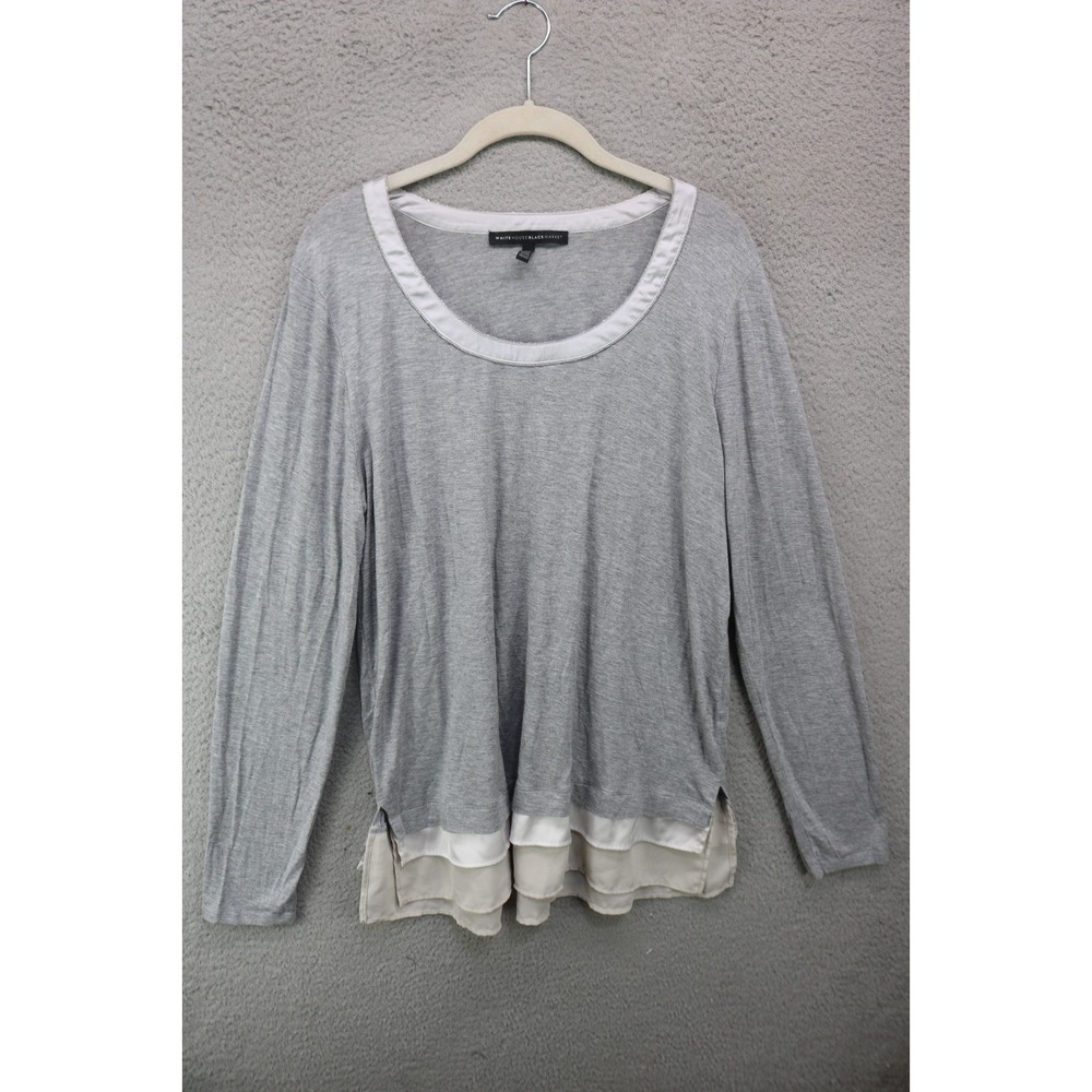 White House Black Market Long Sleeve Satin Trim Tunic-XL-Viscose-Soft & Comfy